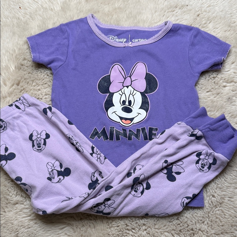 🧡3T Disney VTG Purple Minnie Mouse Kids Pajama 2 pc Set